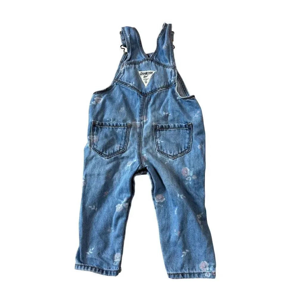OshKosh B'gosh Overalls, size 6-9 Mos; floral print; Blue & Pink